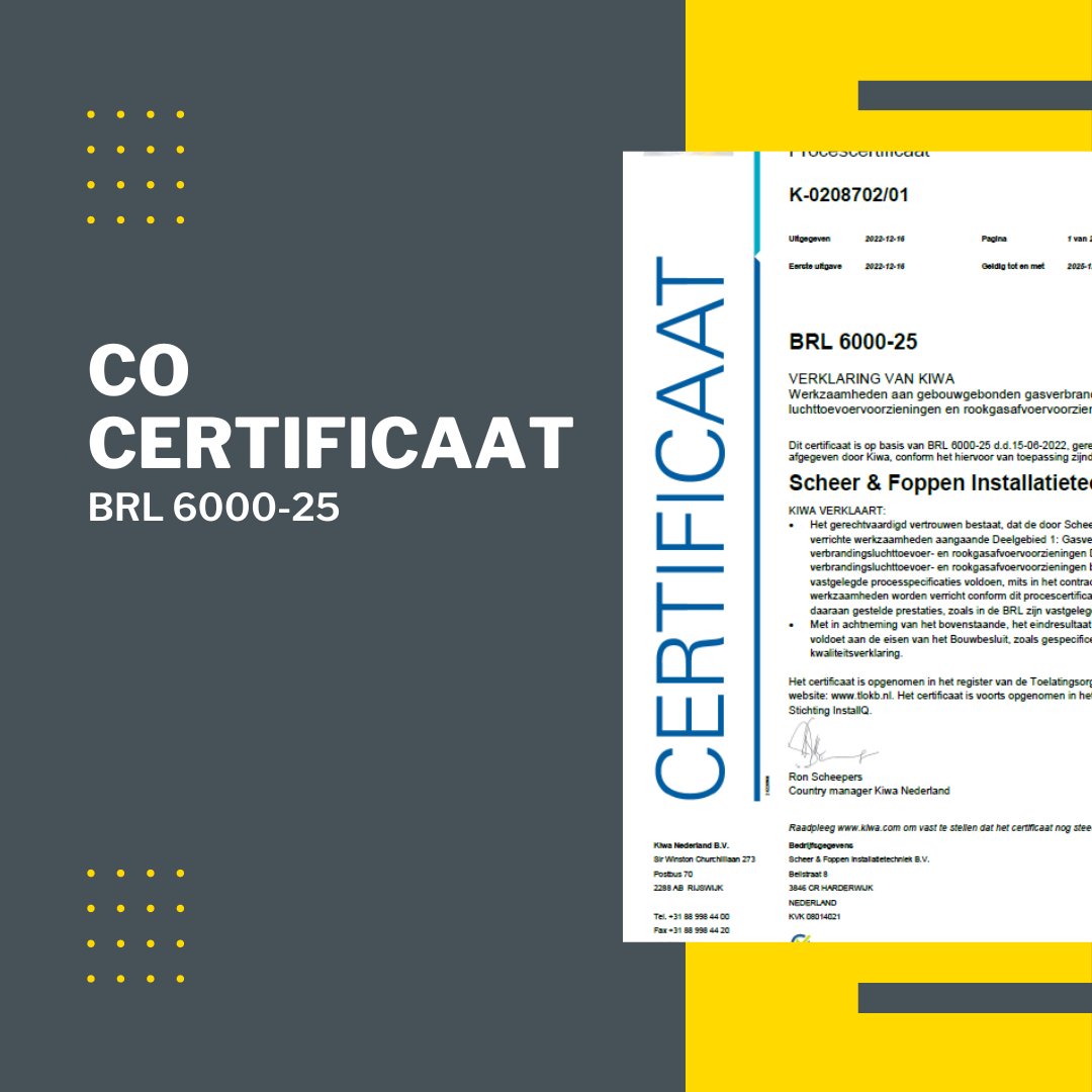 Geslaagde CO certificering Scheer & Foppen Installatietechniek