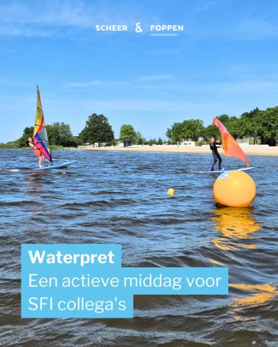Waterpret met collega’s